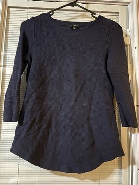 Talbots Navy Textured Three-Quarter Sleeve Top